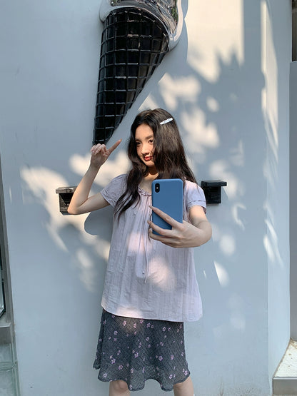 パープルサマークロップトップ