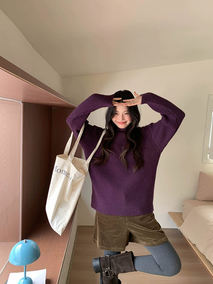 ストライプハイネックセーター