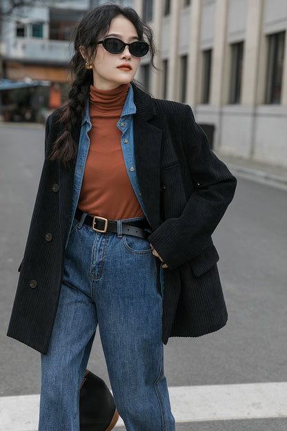 レトロブラウンコーデュロイブレザー