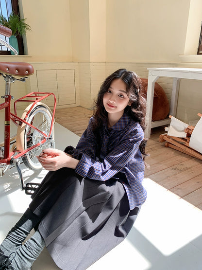 レトロチェックルーズブラウス