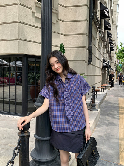 フレンチチェックサマーブラウス