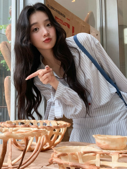 シックフリルハイウエストワンピース