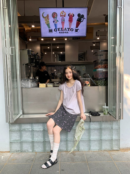 パープルサマークロップトップ