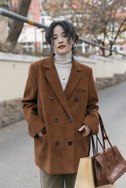 レトロブラウンコーデュロイブレザー