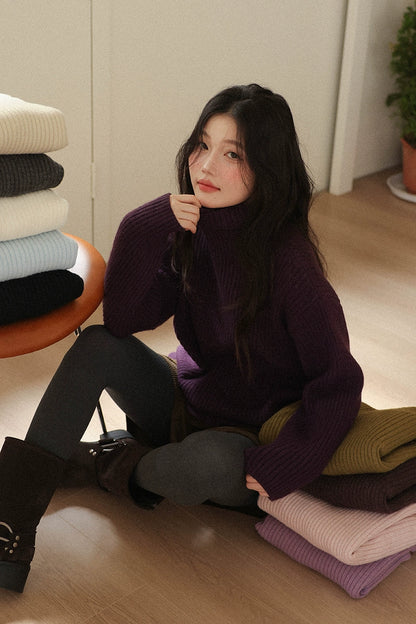 ストライプハイネックセーター