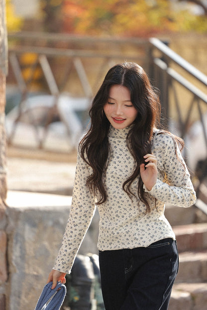 シック・フローラル・ハーフネック・シャツ