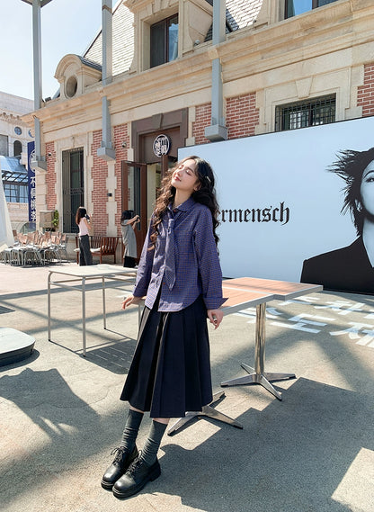 レトロチェックルーズブラウス