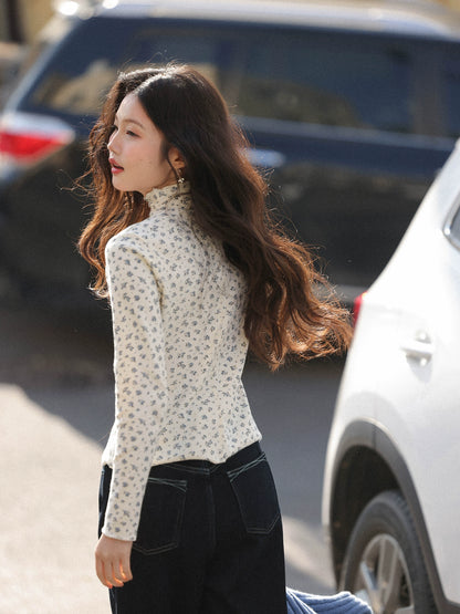 シック・フローラル・ハーフネック・シャツ