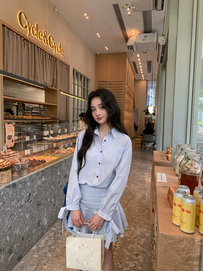 シックフリルハイウエストワンピース