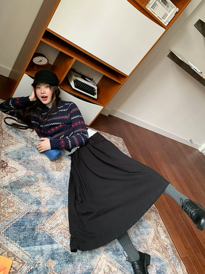 シックハイウエストプリーツスカート