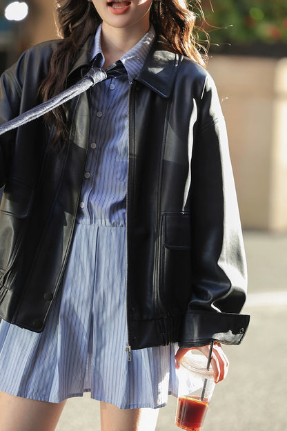 レトロブラックレザージャケット