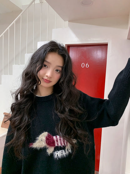 コージー紺ニットプルオーバー