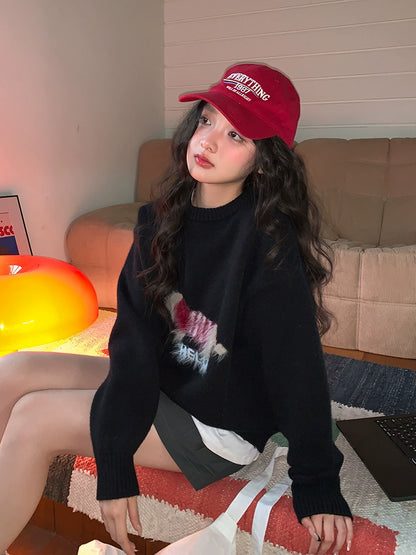 コージー紺ニットプルオーバー