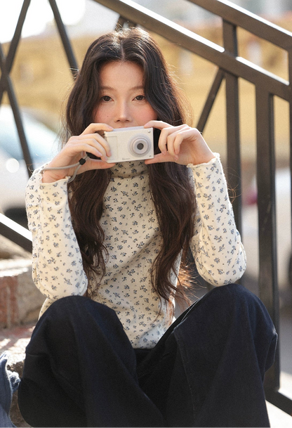 シック・フローラル・ハーフネック・シャツ