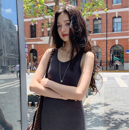 グレー カジュアル ロングドレス