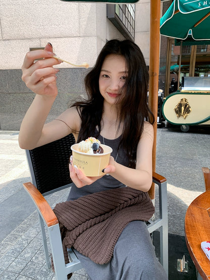 グレー カジュアル ロングドレス