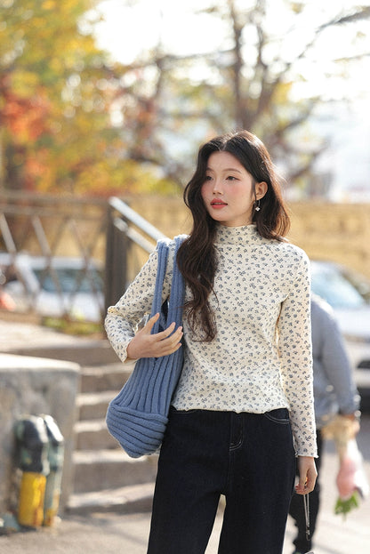 シック・フローラル・ハーフネック・シャツ