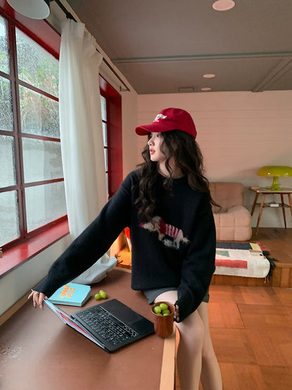 コージー紺ニットプルオーバー