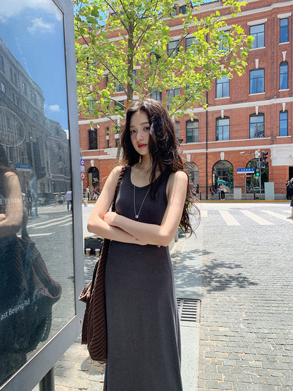 グレー カジュアル ロングドレス