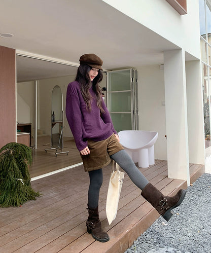 ストライプハイネックセーター