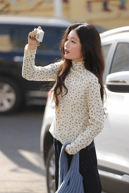 シック・フローラル・ハーフネック・シャツ