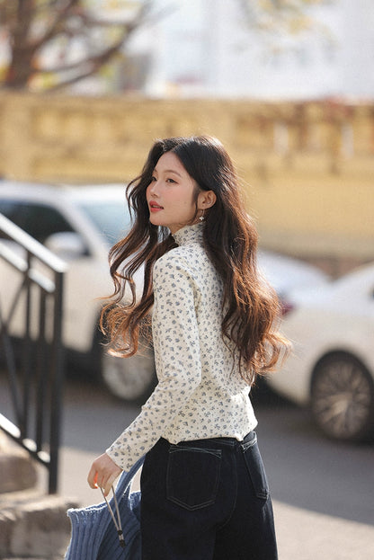 シック・フローラル・ハーフネック・シャツ