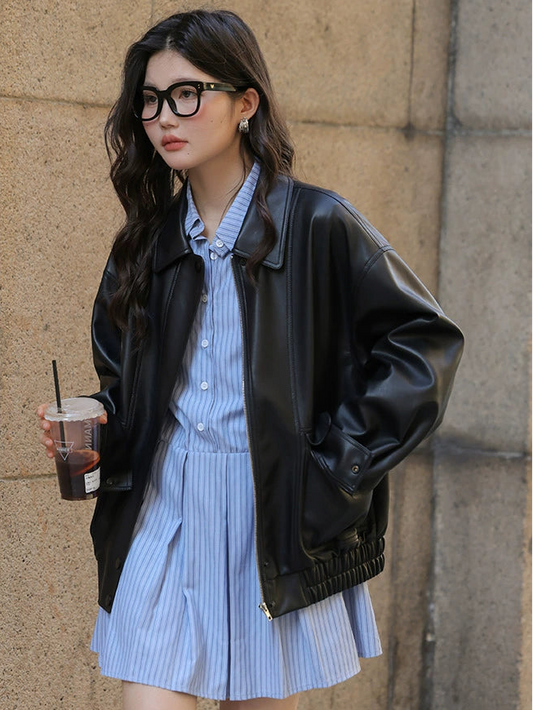 レトロブラックレザージャケット