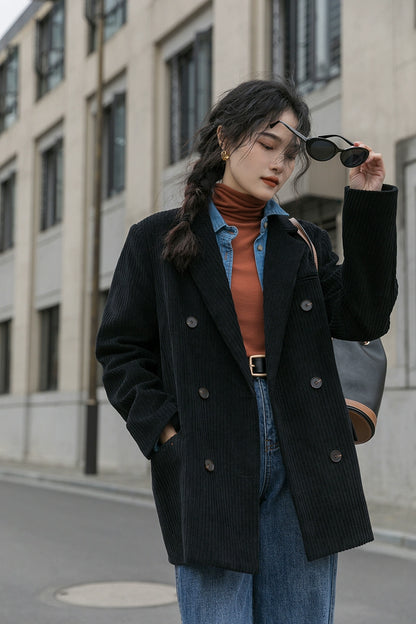 レトロブラウンコーデュロイブレザー