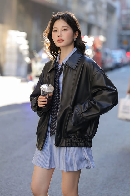 レトロブラックレザージャケット