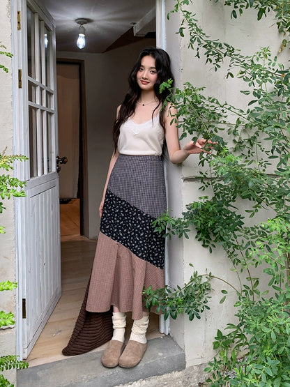 レトロ花柄マキシスカート