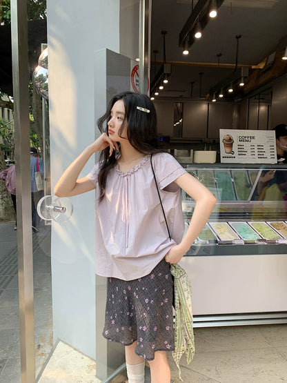 パープルサマークロップトップ