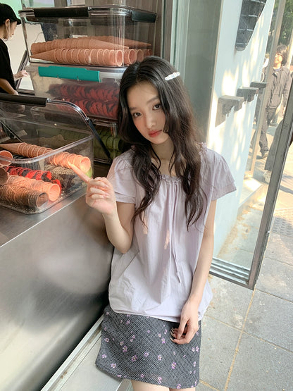 パープルサマークロップトップ