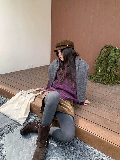 ストライプハイネックセーター