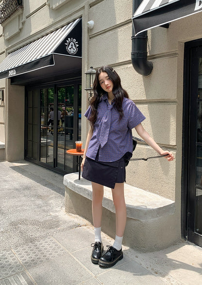 フレンチチェックサマーブラウス