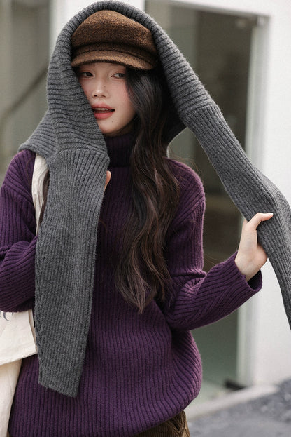 ストライプハイネックセーター