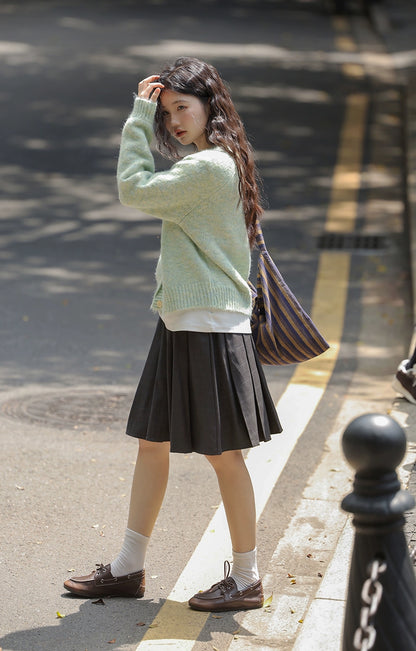 グリーンニットカーディガン