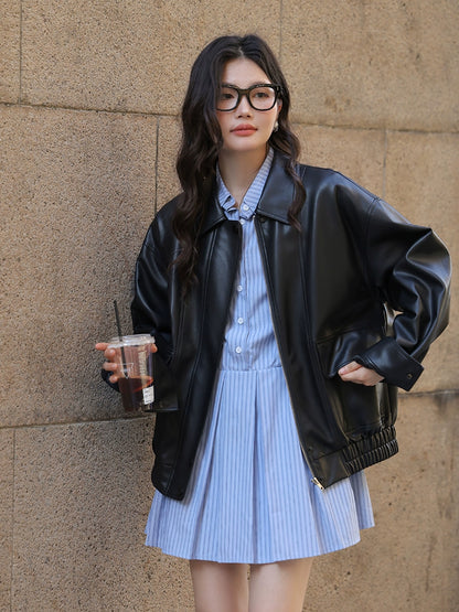 レトロブラックレザージャケット