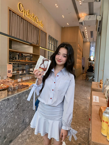 シックフリルハイウエストワンピース