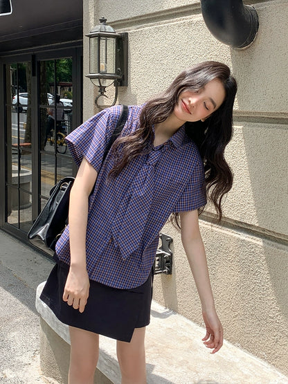 フレンチチェックサマーブラウス