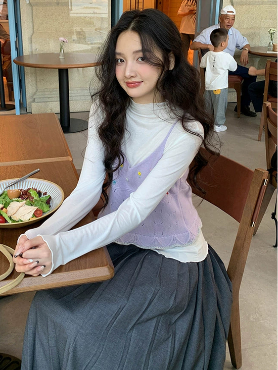 パープルカレッジニットベスト