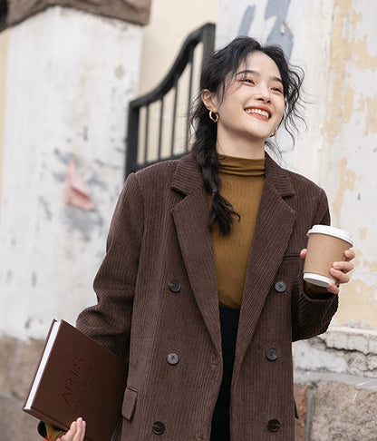 レトロブラウンコーデュロイブレザー