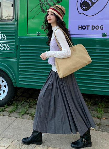 シックハイウエストプリーツスカート