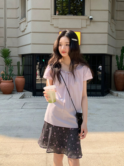 パープルサマークロップトップ