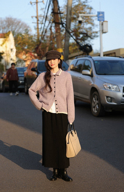 ロマンティック・ホワイト・ウール・カーディガン