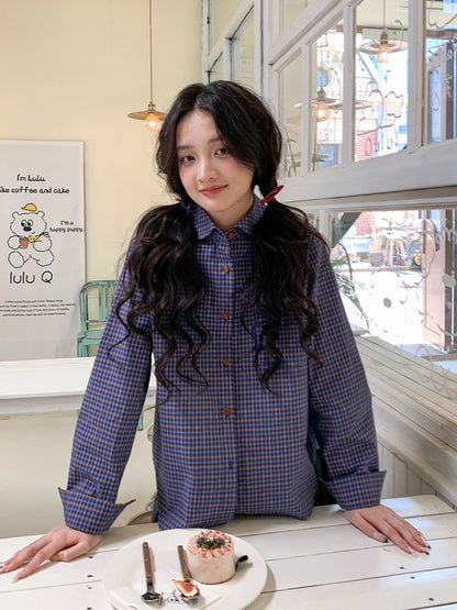 レトロチェックルーズブラウス