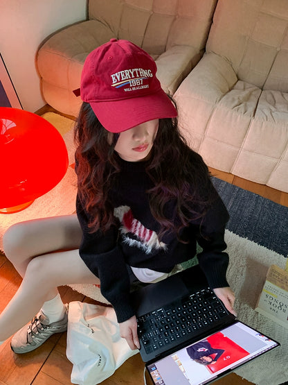 コージー紺ニットプルオーバー