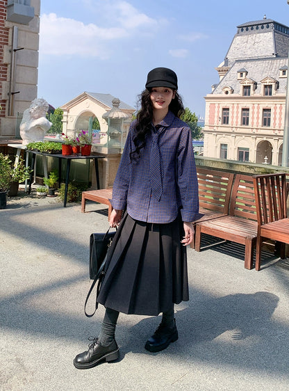 レトロチェックルーズブラウス