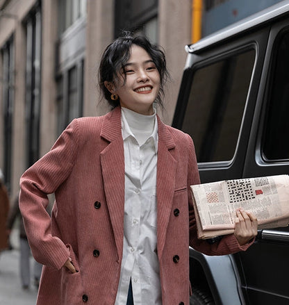 レトロブラウンコーデュロイブレザー