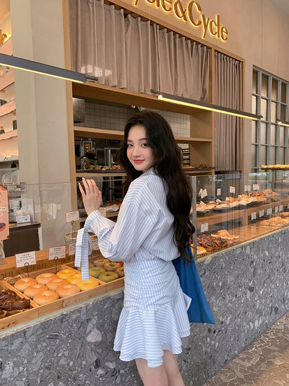 シックフリルハイウエストワンピース