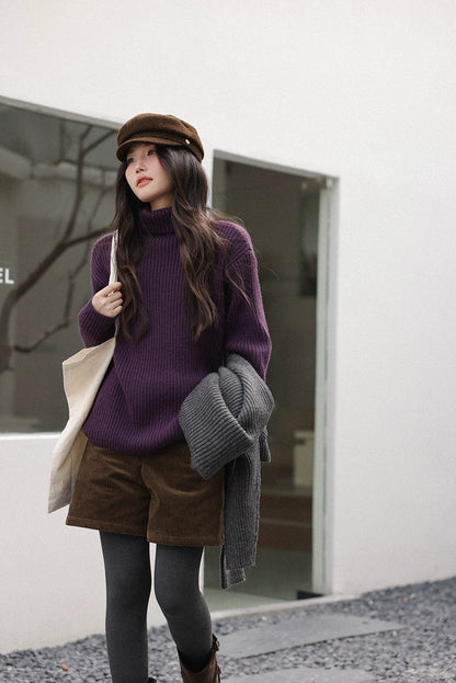 ストライプハイネックセーター